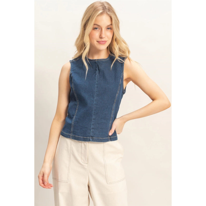 OPEN BACK DENIM TANK