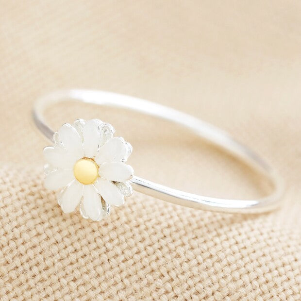 SILVER ENAMEL DAISY RING