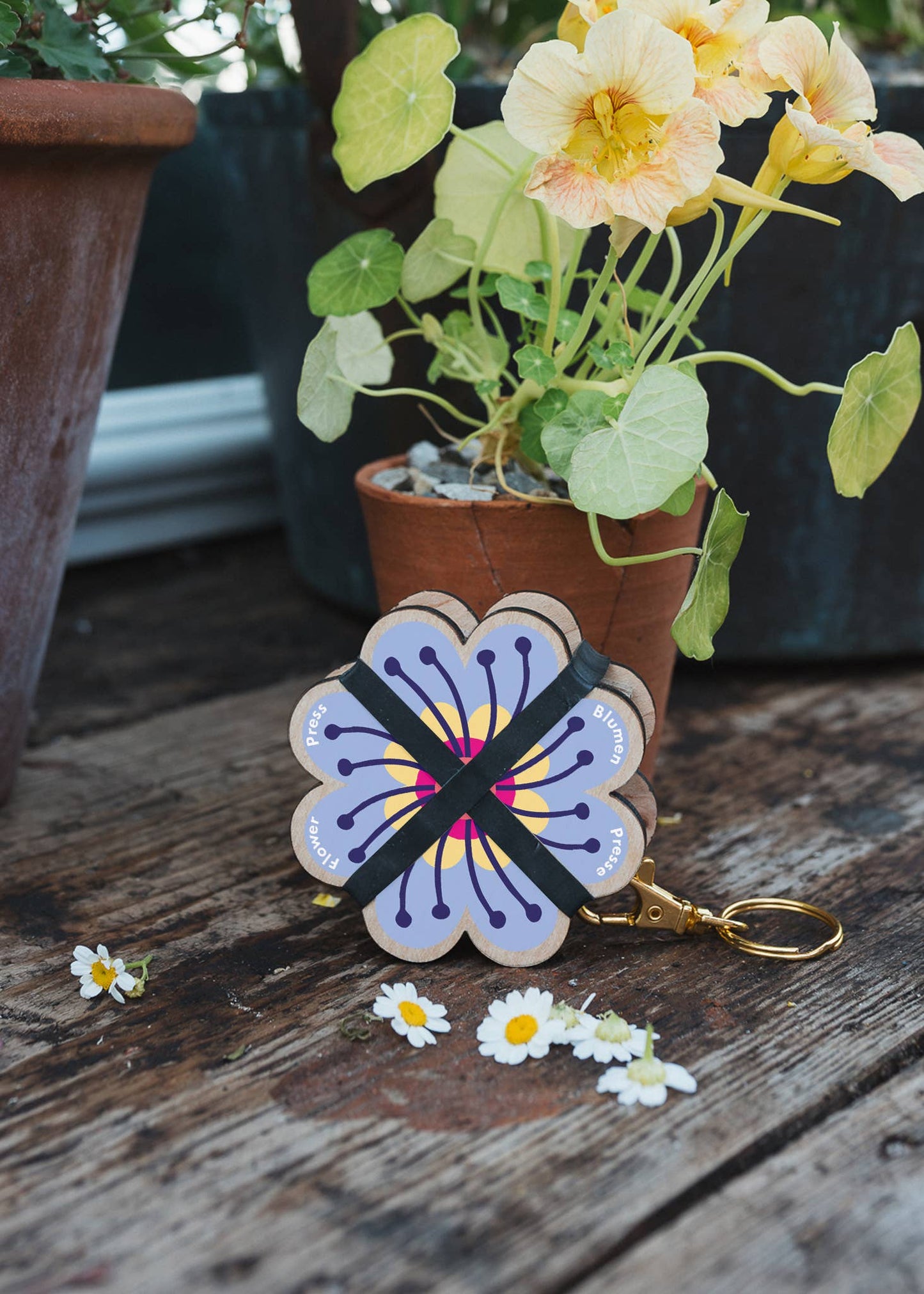 Keyring Flower Press - Pinks & Blues