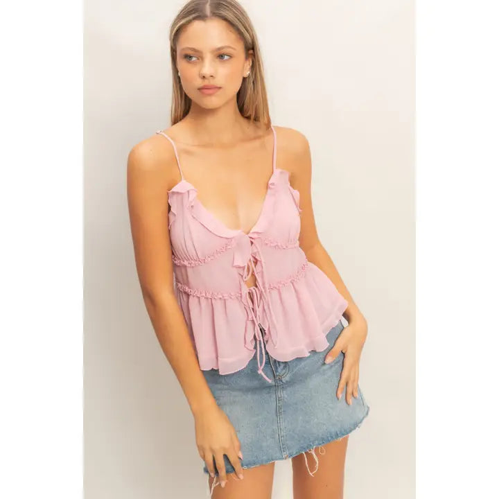 LAYERED TIE FRONT CAMI