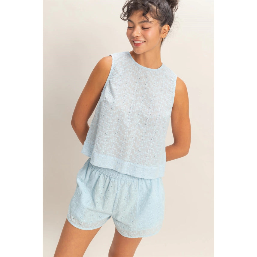 ICE BLUE LACY TANK