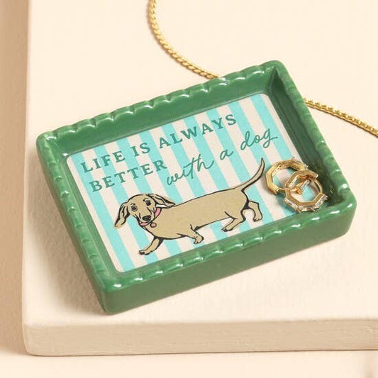 GREEN DOG TRINKET DISH