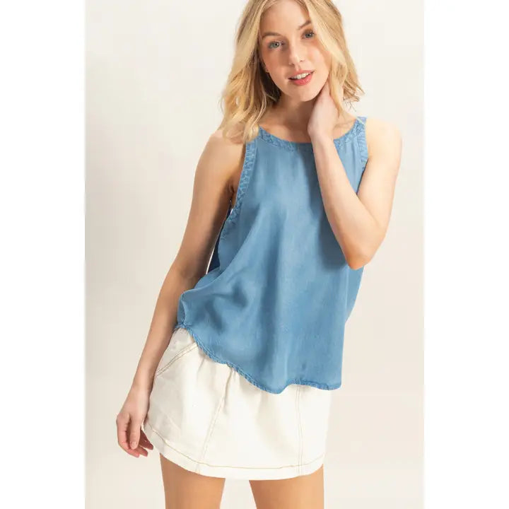 MINERAL WASH DENIM TANK