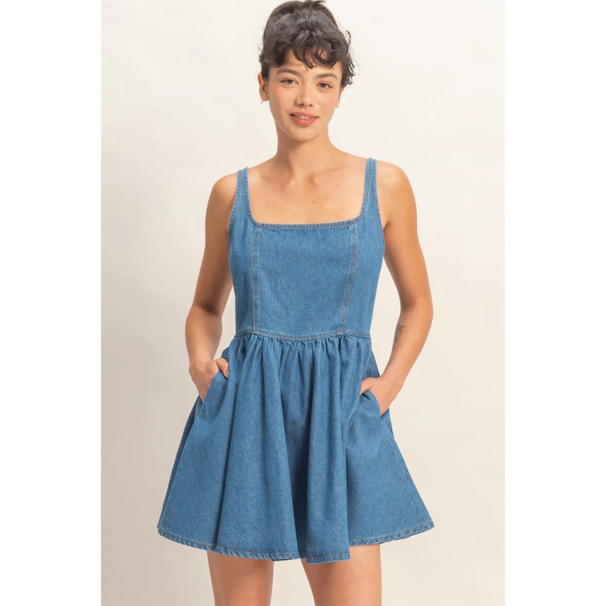 SHORT DENIM DRESS