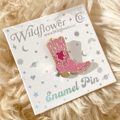 PINK FLAME COWGIRL BOOT PIN