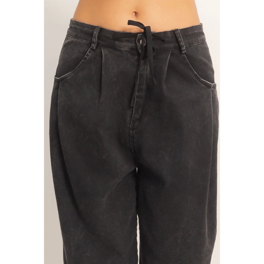 DRAWSTRING WIDE LEG PANTS