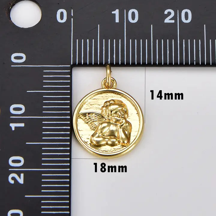 GOLD CHERUB DISC CHARM