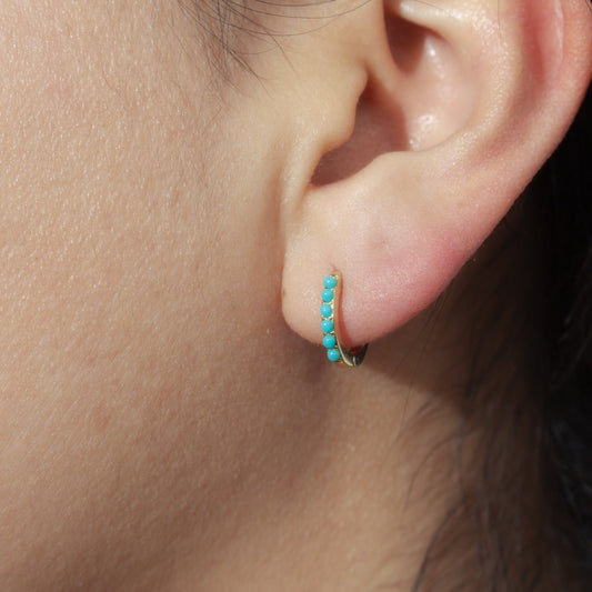 TURQUOISE HUGGIES in GOLD