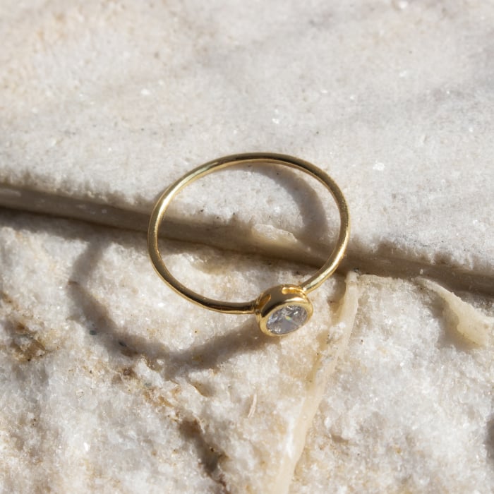 CRYSTAL HALO RING in GOLD