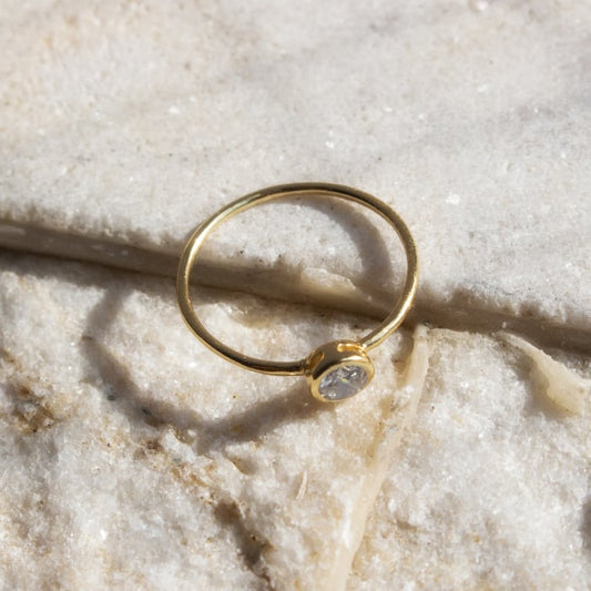 CRYSTAL HALO RING in GOLD