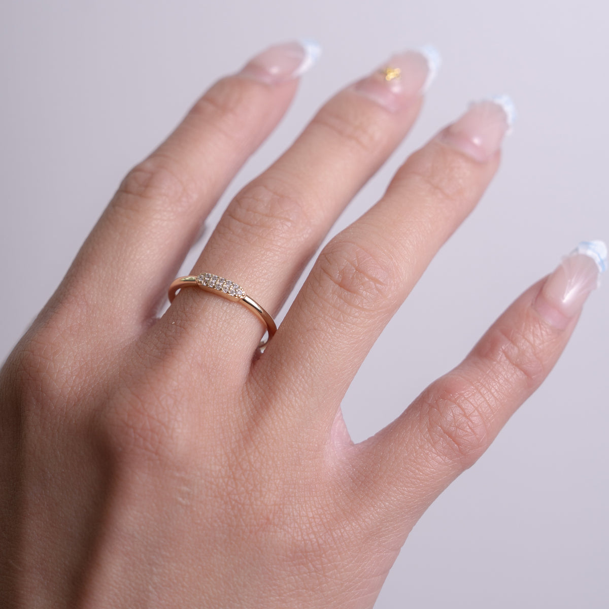 PAVE SLIM BAR RING in GOLD