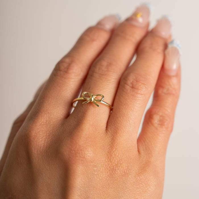 RIBBON BOW RING in GOLD