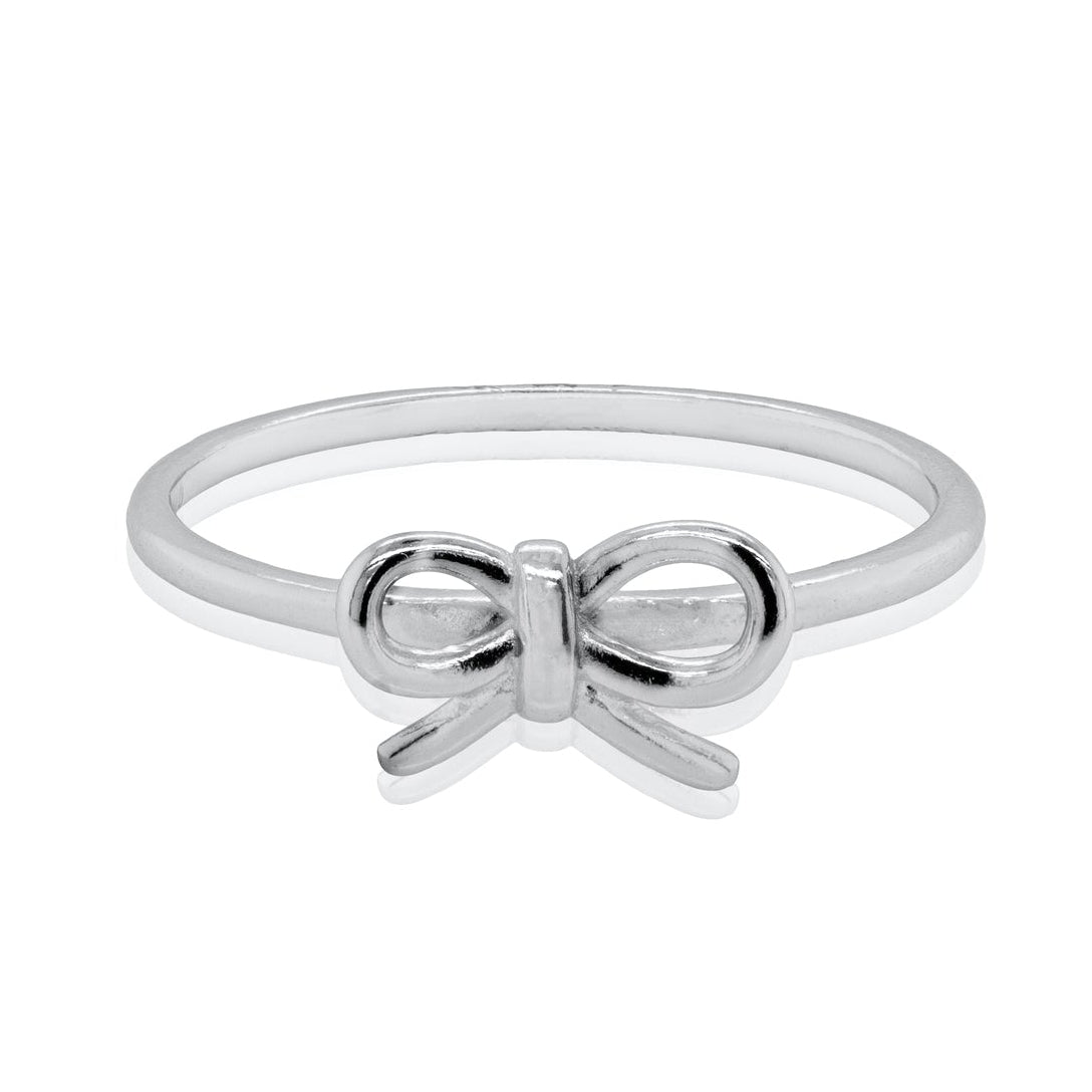 SILVER RIBBON BOW RING