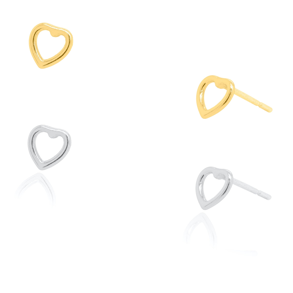 MINI OPEN HEART STUDS in GOLD or SILVER