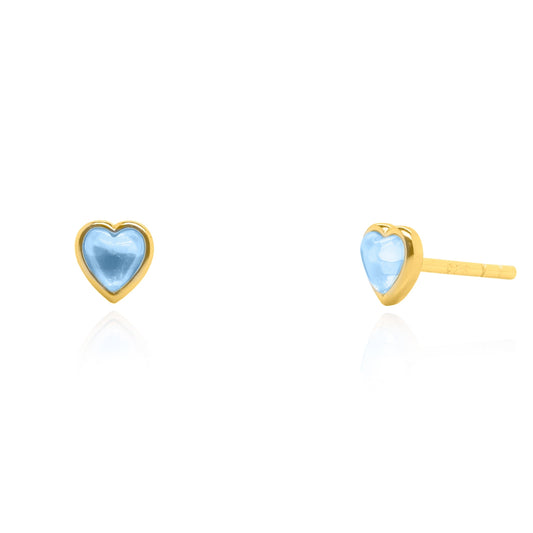 GOLD MOONSTONE HEART STUDS